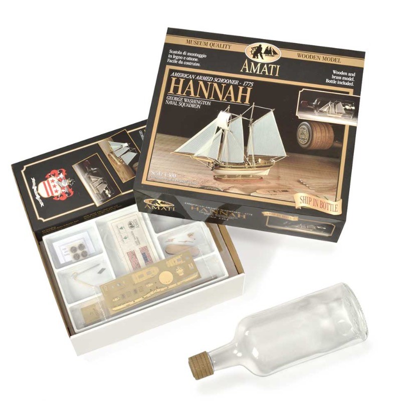  Amati #1355 Hannah Ship-In-A-Bottle Kit, 1/300 Scale : Arts,  Crafts & Sewing