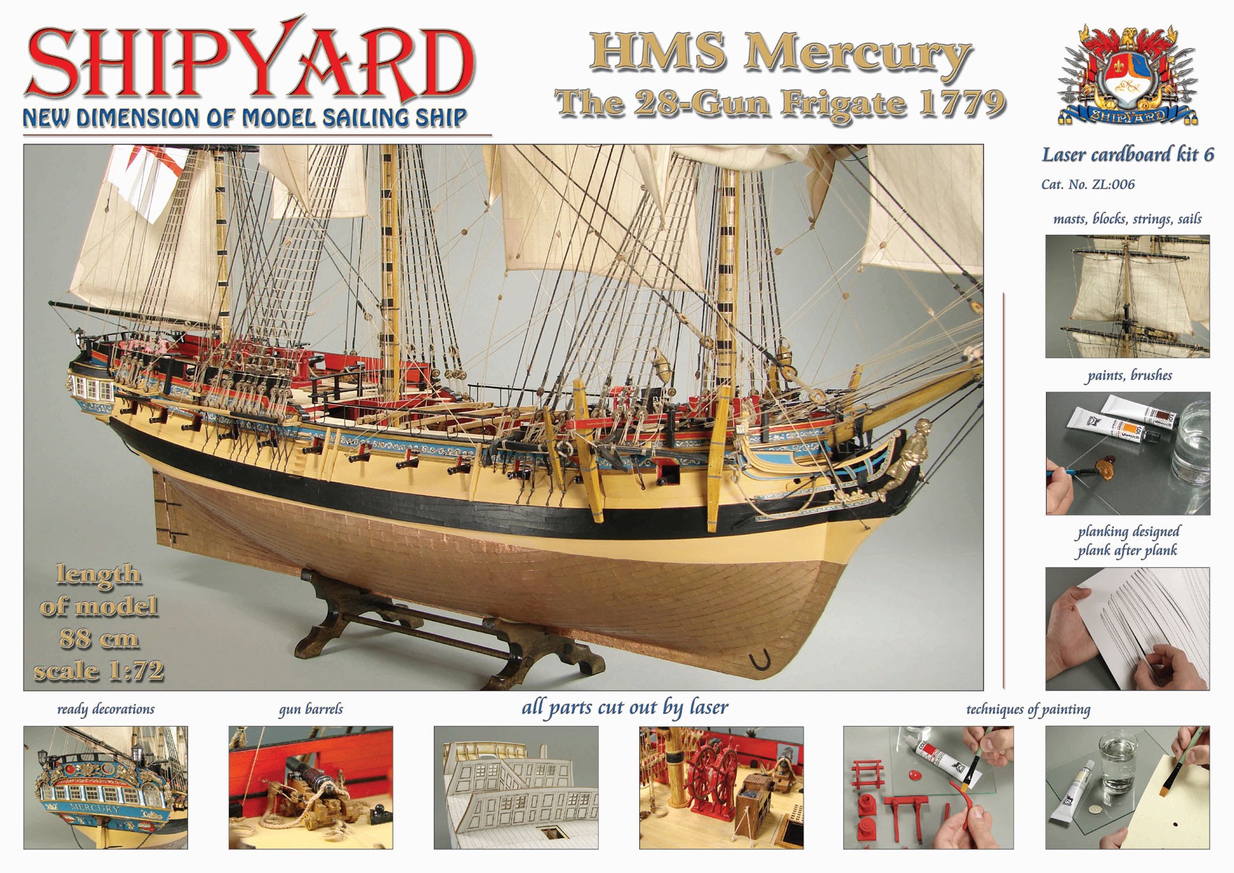 HMS Mercury Laser Cardboard Kit (Shipyard 1:72)